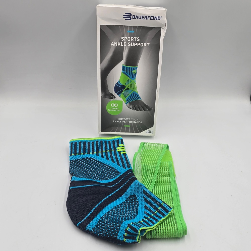 Bauerfeind Sports Ankle Support Rivera Blue Green Right Side Size Large Germany